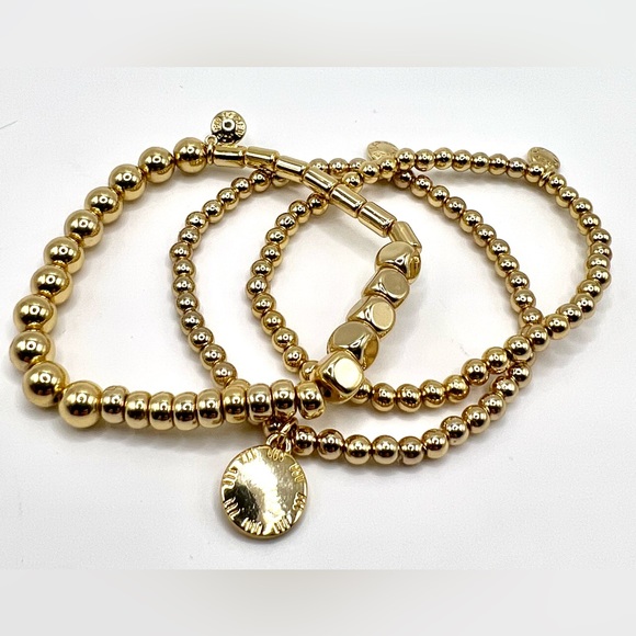 J. Crew Jewelry - J. Crew Set of 3- Gold Tone Bead Stretch Bracelets